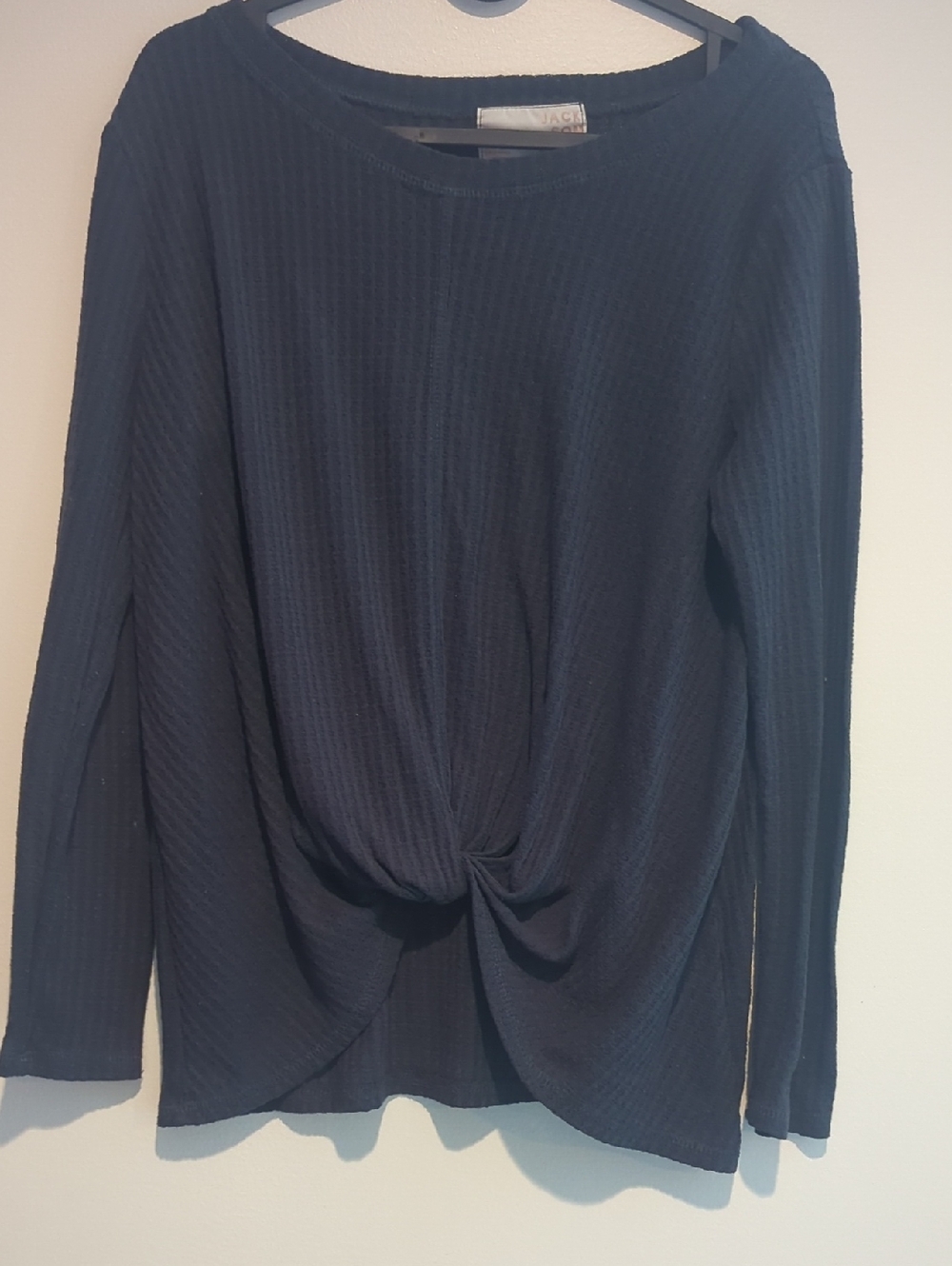 Jackson Rowe Waffle Knit Twist-Front Long Sleeve Top